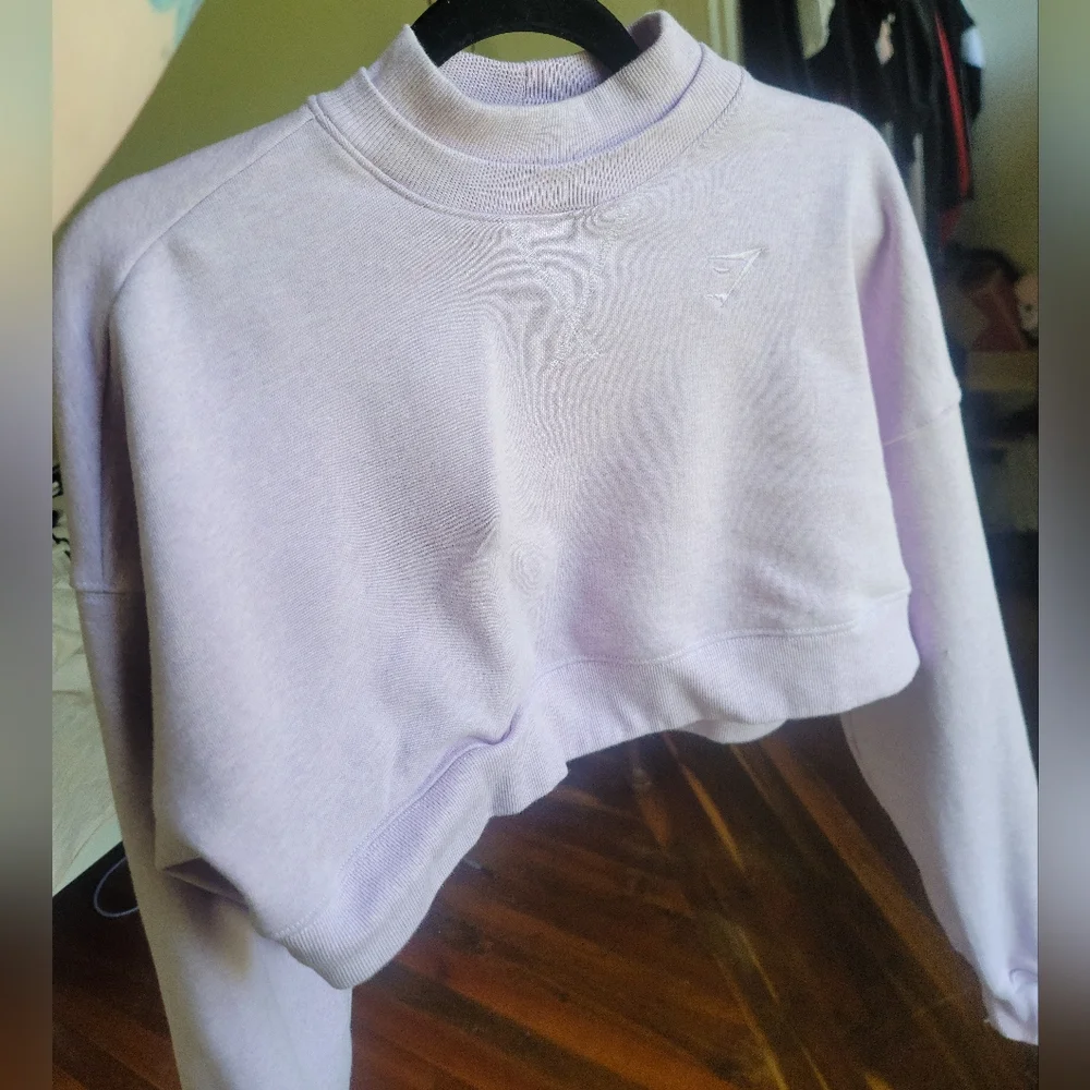 Gymshark Rest Day Cropped Pullover Aura Lilac Marl - Picture 4 of 4